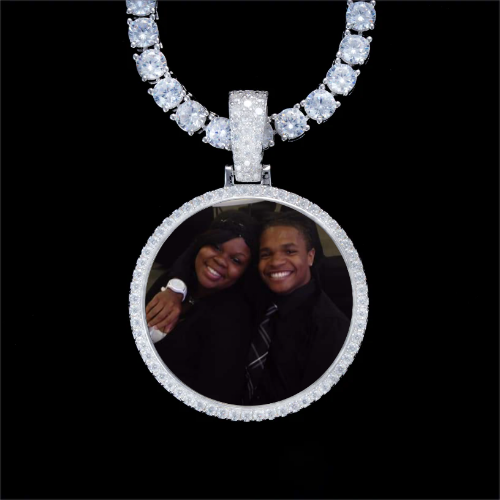 925S & VVS Moissanite 3D Circle Custom Picture Pendant