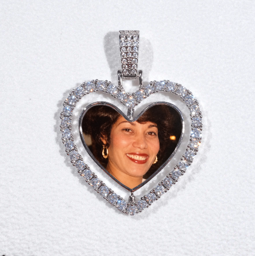 3D Spinning 2-Faced Heart Custom Picture Pendant