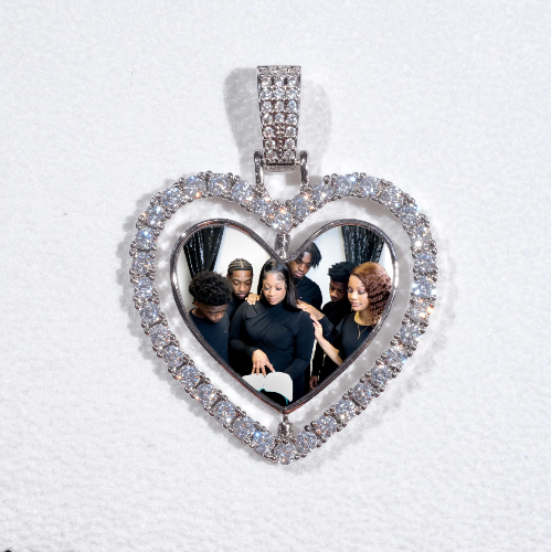 3D Spinning 2-Faced Heart Custom Picture Pendant