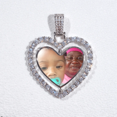 3D Spinning 2-Faced Heart Custom Picture Pendant