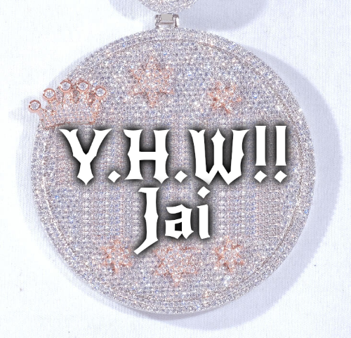 CUSTOM LETTER NECKLACE 3D BIG CROWN DISC
