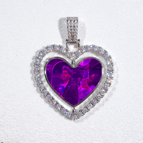 3D Spinning 2-Faced Heart Custom Picture Pendant