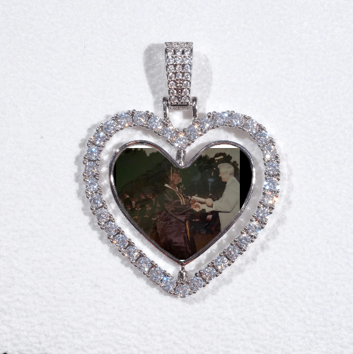 3D Spinning 2-Faced Heart Custom Picture Pendant