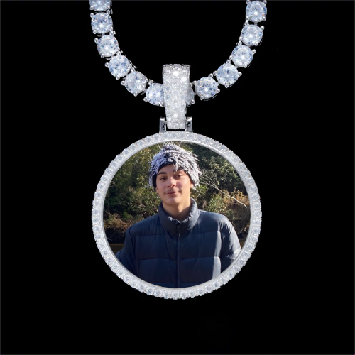 925S & VVS Moissanite 3D Circle Custom Picture Pendant