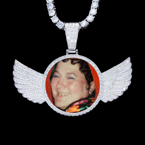 925S & VVS Moissanite 3D Wing Custom Picture Pendant