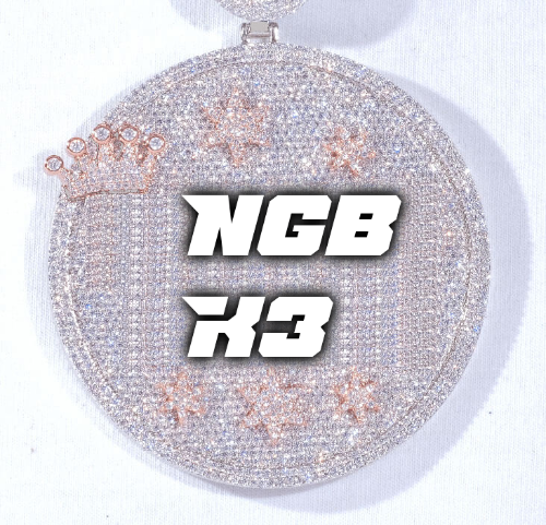 CUSTOM LETTER NECKLACE 3D BIG CROWN DISC