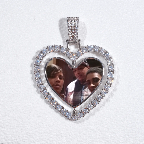 3D Spinning 2-Faced Heart Custom Picture Pendant