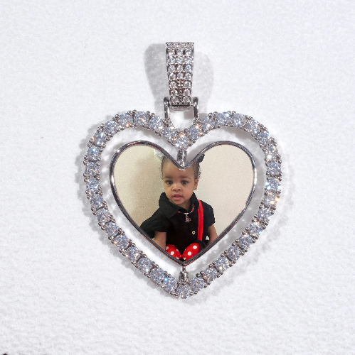 3D Spinning 2-Faced Heart Custom Picture Pendant