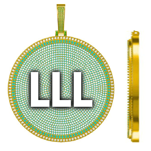 CUSTOM LETTER NECKLACE 3D BIG DISC