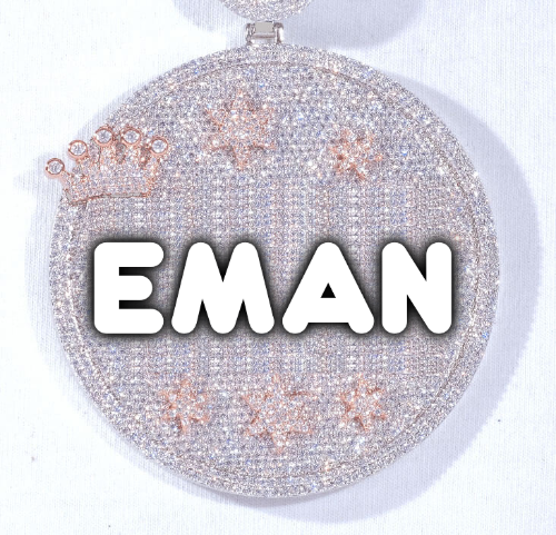 CUSTOM LETTER NECKLACE 3D BIG CROWN DISC