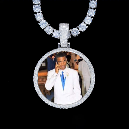 925S & VVS Moissanite 3D Circle Custom Picture Pendant