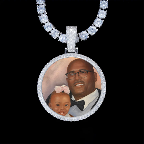 925S & VVS Moissanite 3D Circle Custom Picture Pendant