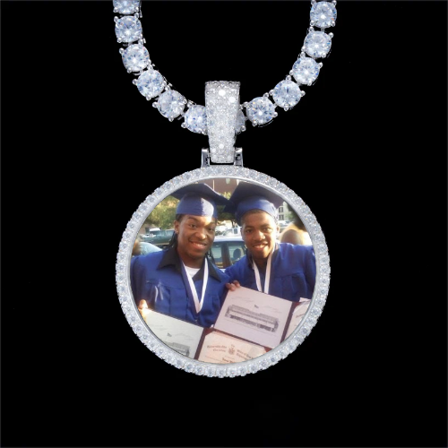 925S & VVS Moissanite 3D Circle Custom Picture Pendant