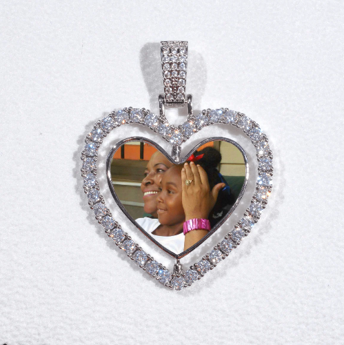 3D Spinning 2-Faced Heart Custom Picture Pendant