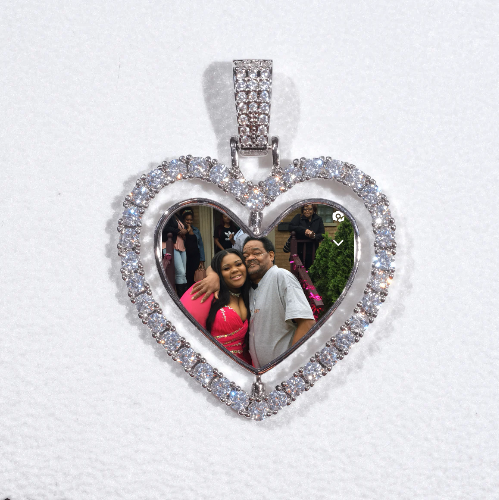 3D Spinning 2-Faced Heart Custom Picture Pendant
