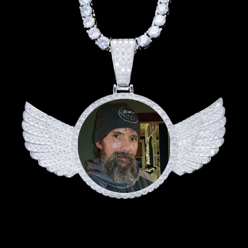 925S & VVS Moissanite 3D Wing Custom Picture Pendant
