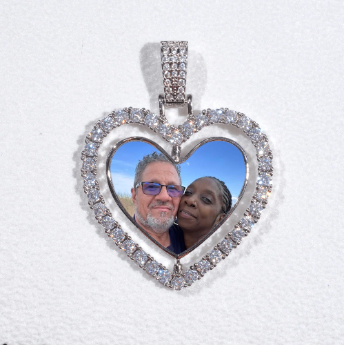 3D Spinning 2-Faced Heart Custom Picture Pendant