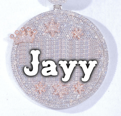 CUSTOM LETTER NECKLACE 3D BIG CROWN DISC