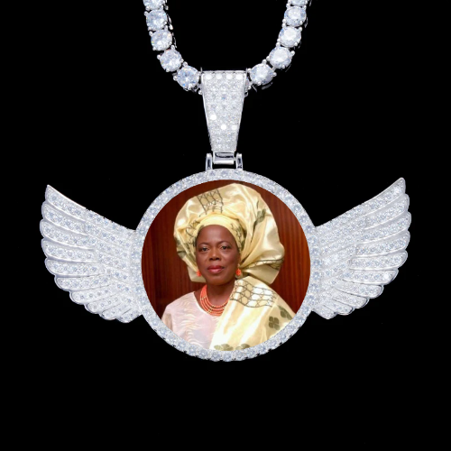 925S & VVS Moissanite 3D Wing Custom Picture Pendant