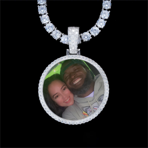 925S & VVS Moissanite 3D Circle Custom Picture Pendant