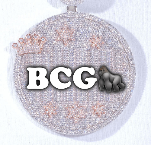 CUSTOM LETTER NECKLACE 3D BIG CROWN DISC