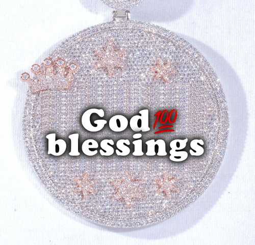 CUSTOM LETTER NECKLACE 3D BIG CROWN DISC
