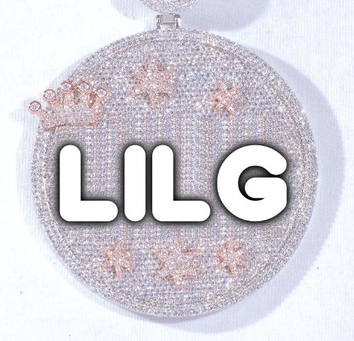 CUSTOM LETTER NECKLACE 3D BIG CROWN DISC