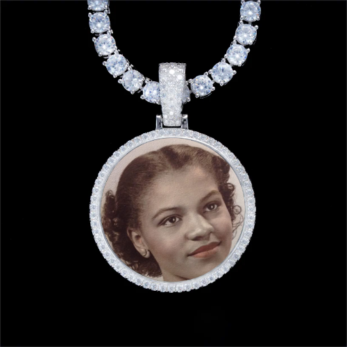 925S & VVS Moissanite 3D Circle Custom Picture Pendant