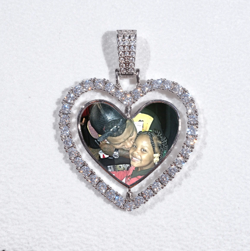 3D Spinning 2-Faced Heart Custom Picture Pendant