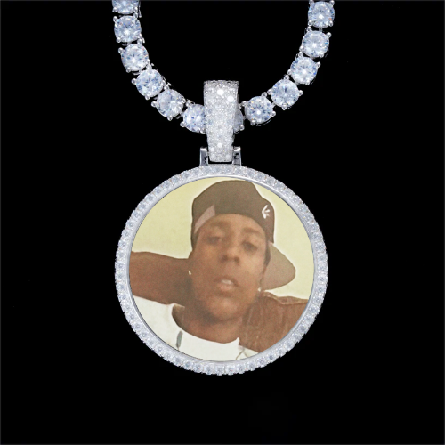 925S & VVS Moissanite 3D Circle Custom Picture Pendant