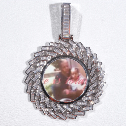 Large 3D Baguette Custom Picture Pendant