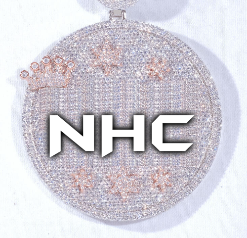 CUSTOM LETTER NECKLACE 3D BIG CROWN DISC