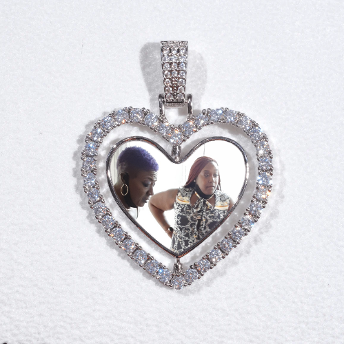 3D Spinning 2-Faced Heart Custom Picture Pendant