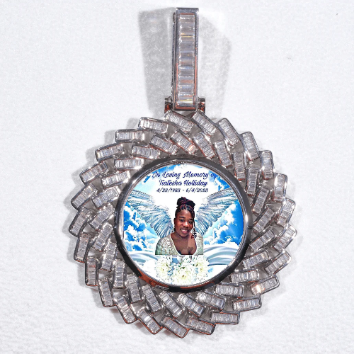 Large 3D Baguette Custom Picture Pendant