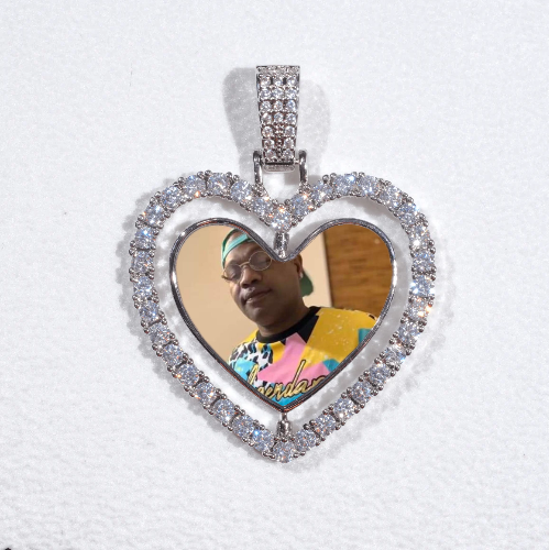 3D Spinning 2-Faced Heart Custom Picture Pendant