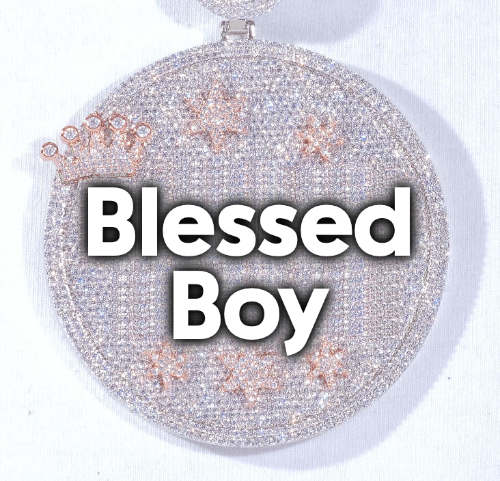 CUSTOM LETTER NECKLACE 3D BIG CROWN DISC