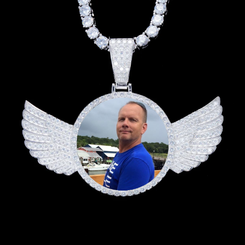 925S & VVS Moissanite 3D Wing Custom Picture Pendant