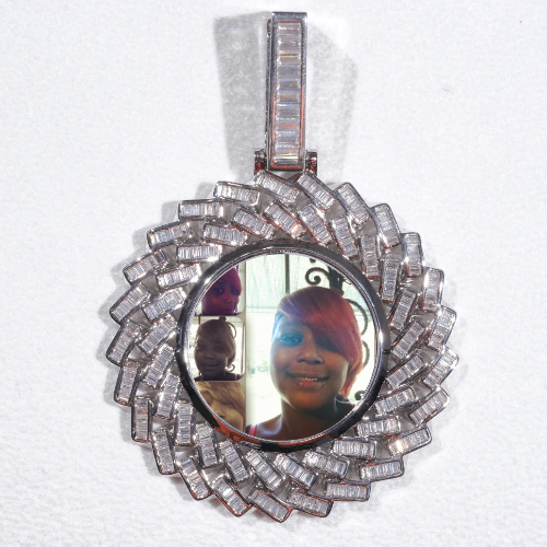 Large 3D Baguette Custom Picture Pendant