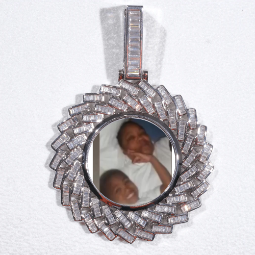 Large 3D Baguette Custom Picture Pendant