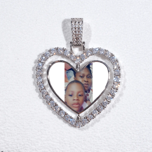 3D Spinning 2-Faced Heart Custom Picture Pendant