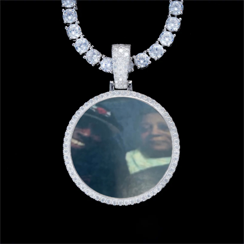 925S & VVS Moissanite 3D Circle Custom Picture Pendant