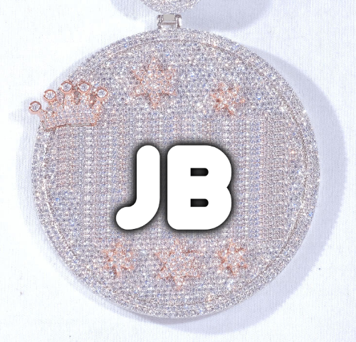 CUSTOM LETTER NECKLACE 3D BIG CROWN DISC