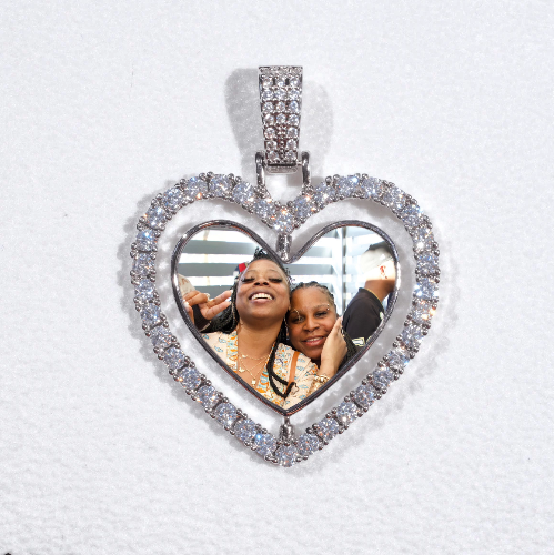 3D Spinning 2-Faced Heart Custom Picture Pendant
