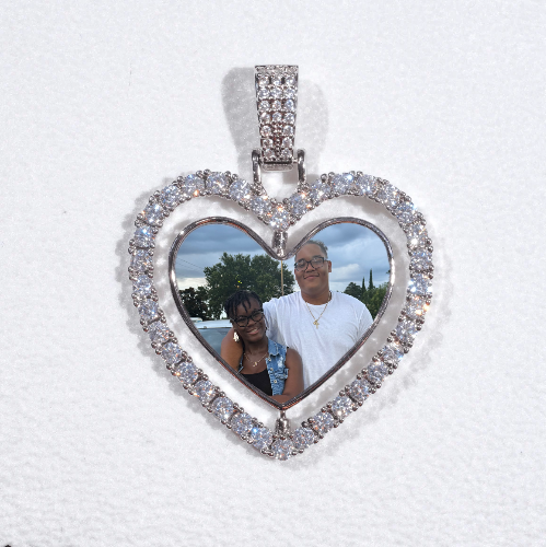 3D Spinning 2-Faced Heart Custom Picture Pendant