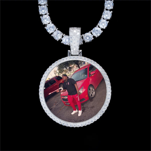 925S & VVS Moissanite 3D Circle Custom Picture Pendant