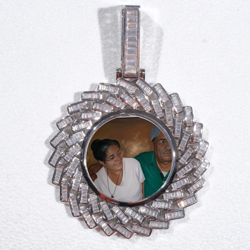 Large 3D Baguette Custom Picture Pendant