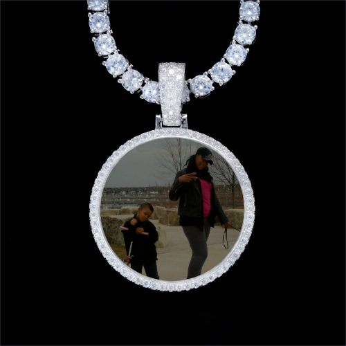 925S & VVS Moissanite 3D Circle Custom Picture Pendant