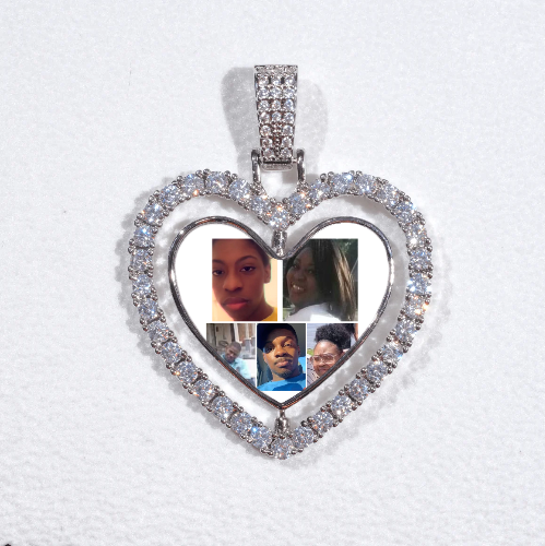 3D Spinning 2-Faced Heart Custom Picture Pendant