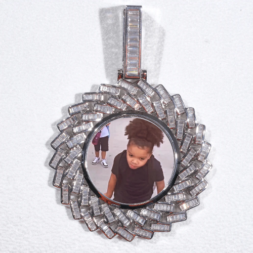 Large 3D Baguette Custom Picture Pendant