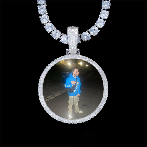 925S & VVS Moissanite 3D Circle Custom Picture Pendant